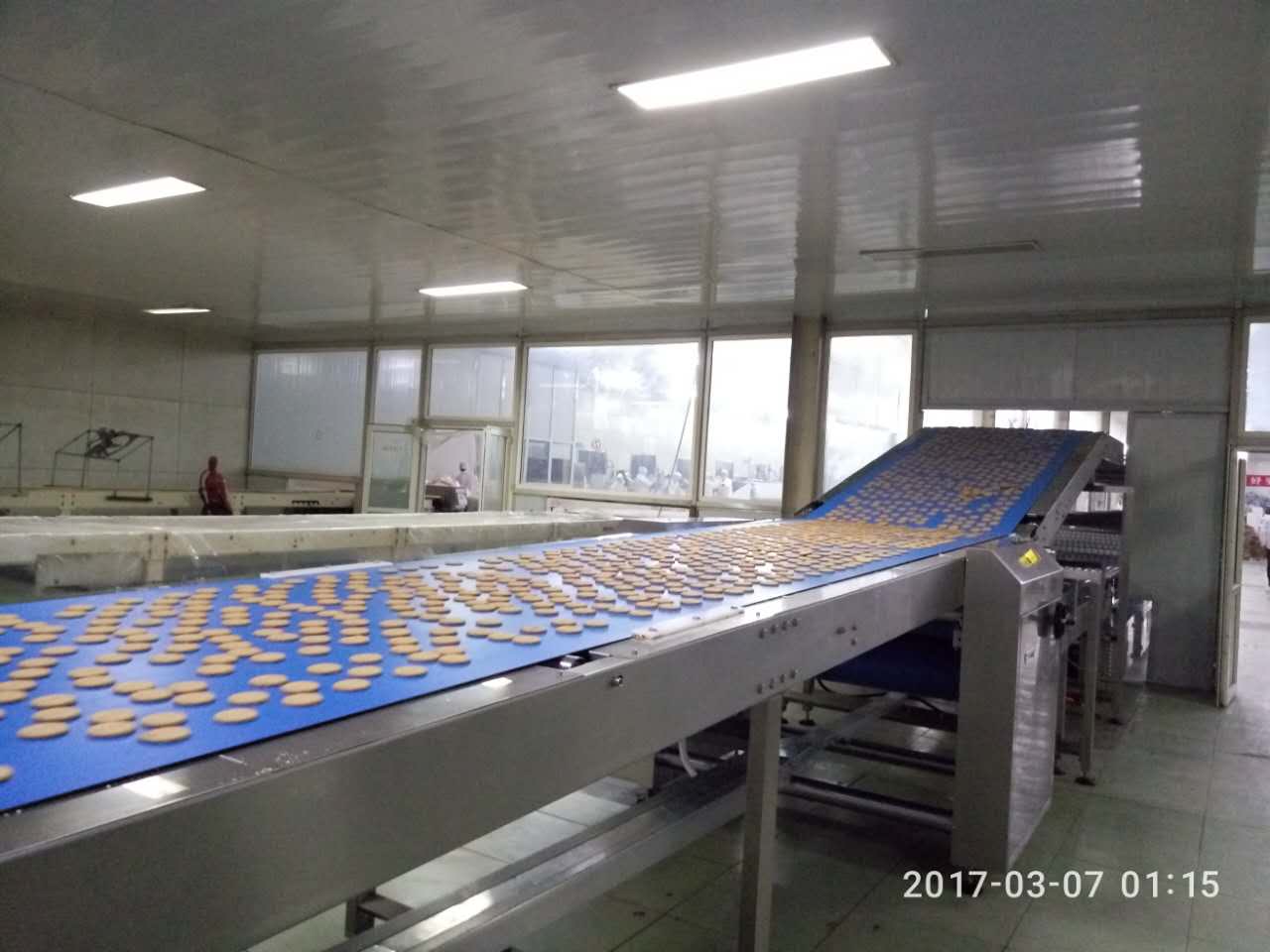 Machine de fabrication de biscuits à convoyeur de transition